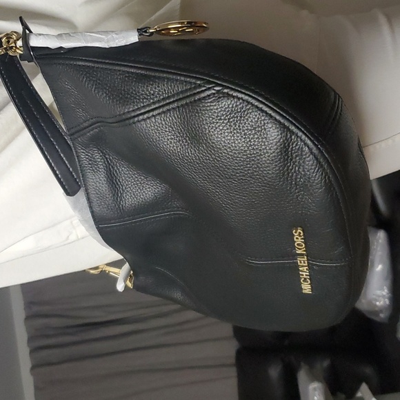 NWT Michael Kors Leather Convertible Medium Bedford Shoulder Hobo BLACK - Picture 3 of 12